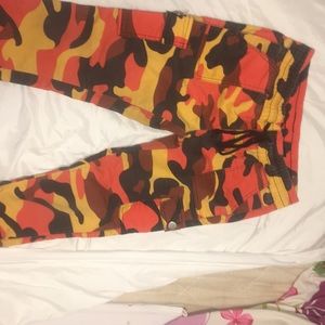 Camo Black orange and yellow cargo pants